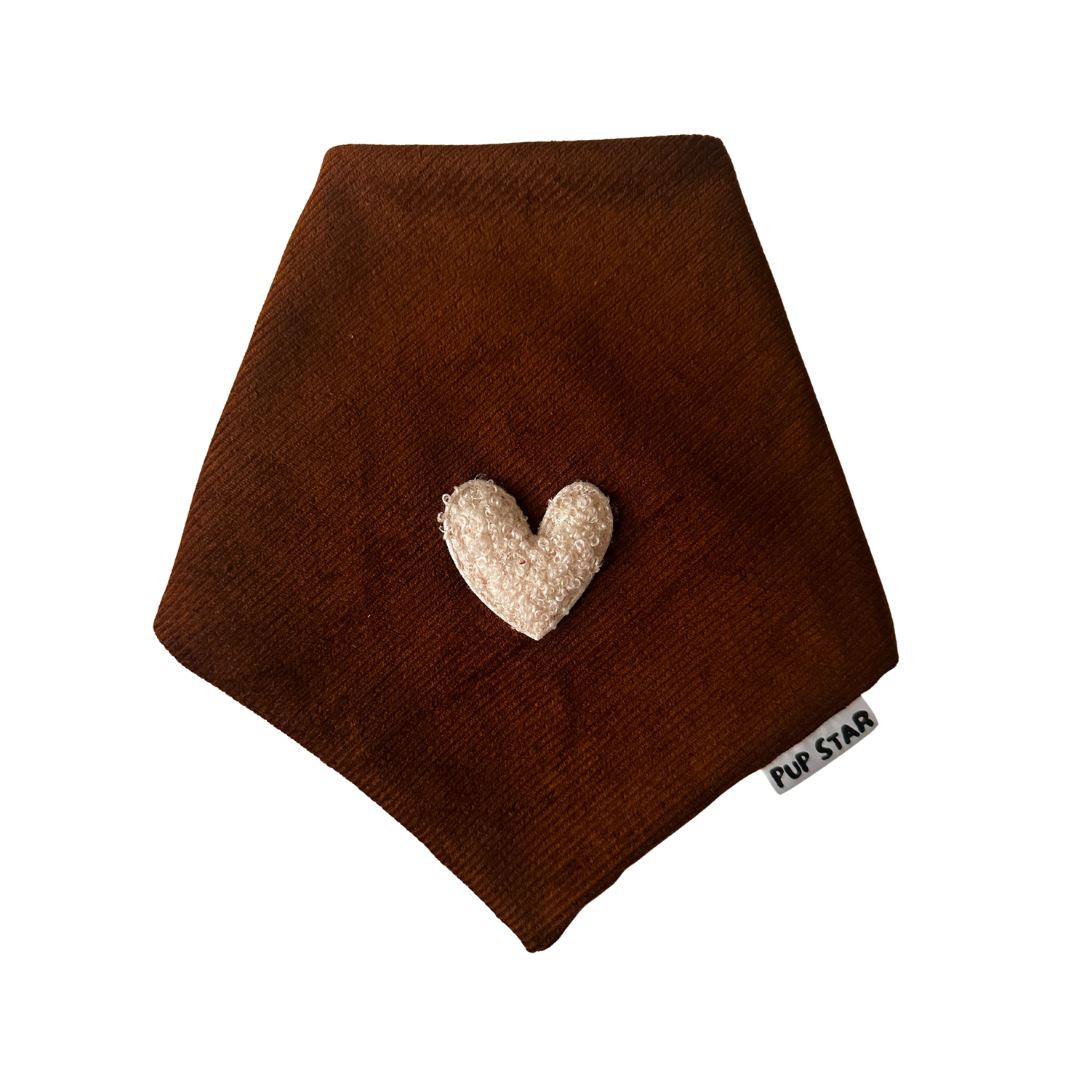 CORDUROY BROWN LOVE DOG BANDANA