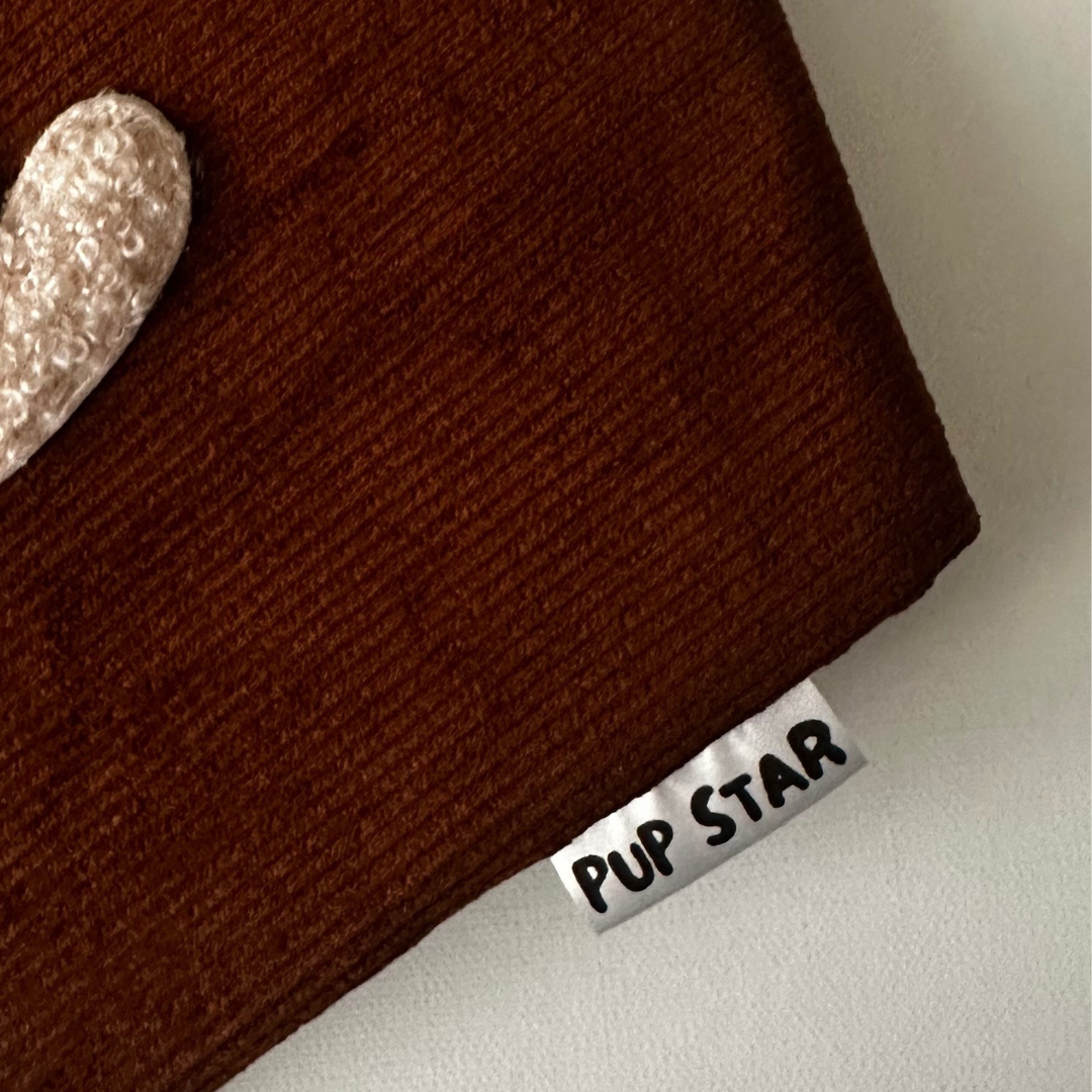CORDUROY BROWN LOVE DOG BANDANA