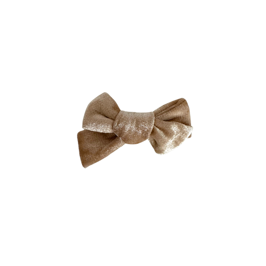 GOLD VELVET HAIR CLIP BOW Small