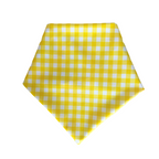 Reversible spring dog bandana with floral and yellow picnic prints – waterproof, lightweight, and perfect for sunny adventures.