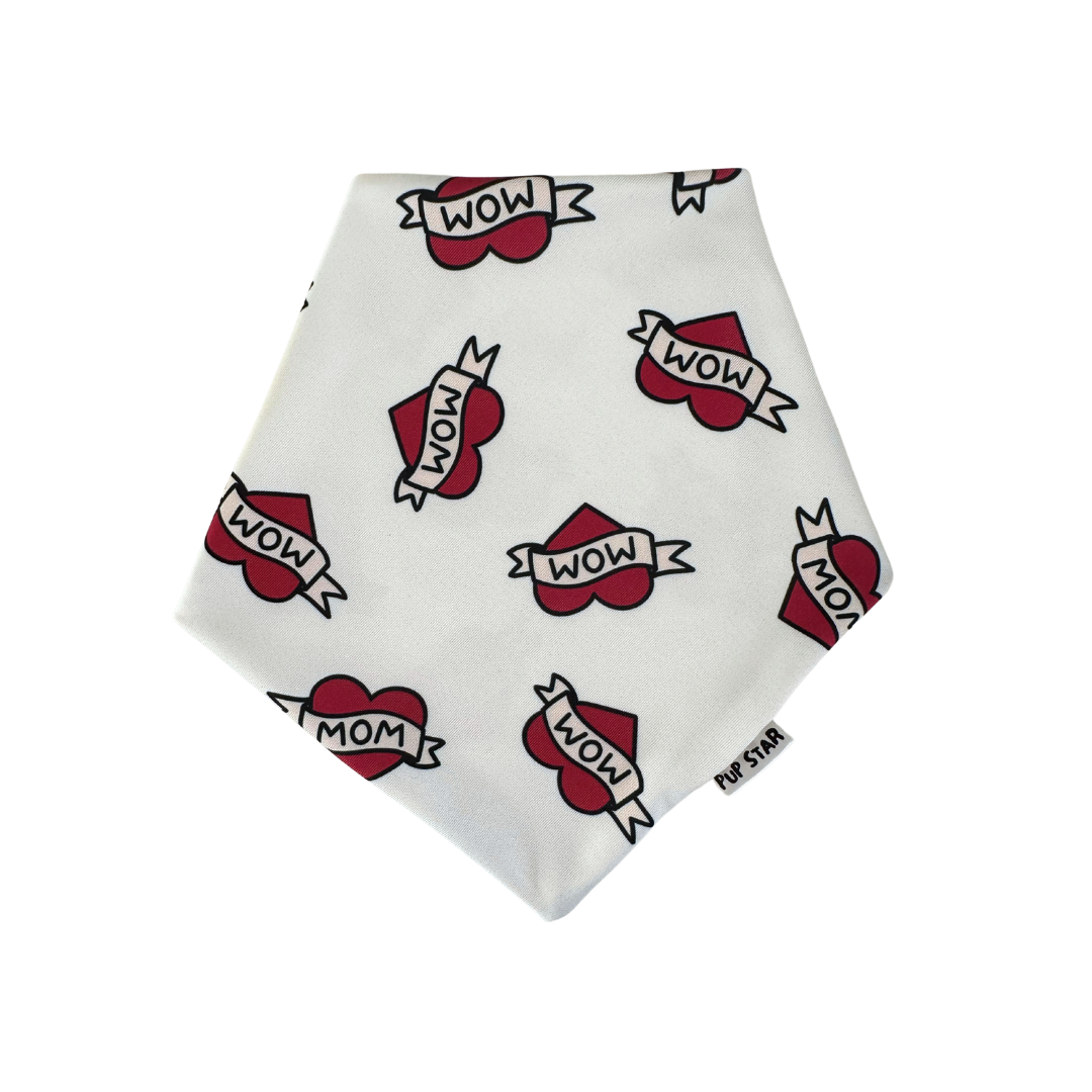 Mom Tattoo bandana is a bold and adorable way for your pup to say “I ❤️ Mom.”