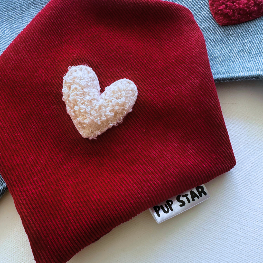 CORDUROY RED LOVE DOG BANDANA