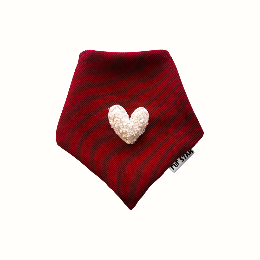 CORDUROY RED LOVE DOG BANDANA