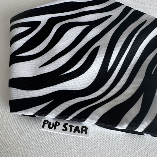 Bold, stylish, and comfortable. 🐾
Zebra print bandana made with breathable, slightly stretchy fabric and a secure push button closure. Handmade in Puerto Rico.