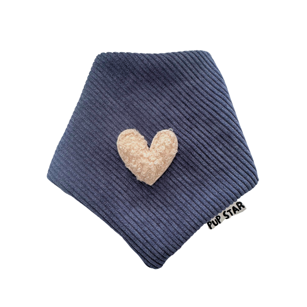 CORDUROY BLUE LOVE DOG BANDANA