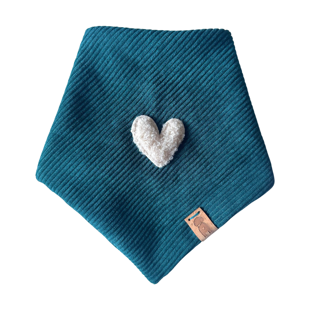 CORDUROY TURQUOISE LOVE DOG BANDANA