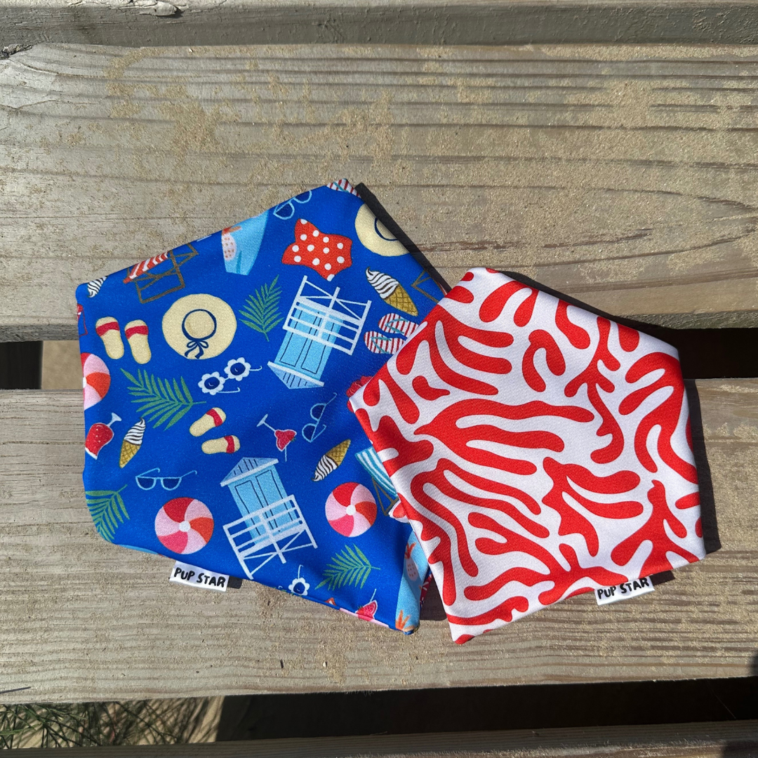 Tropical Dog Bandana, made from soft, durable, and breathable fabric perfect for warm, adventure-filled days.