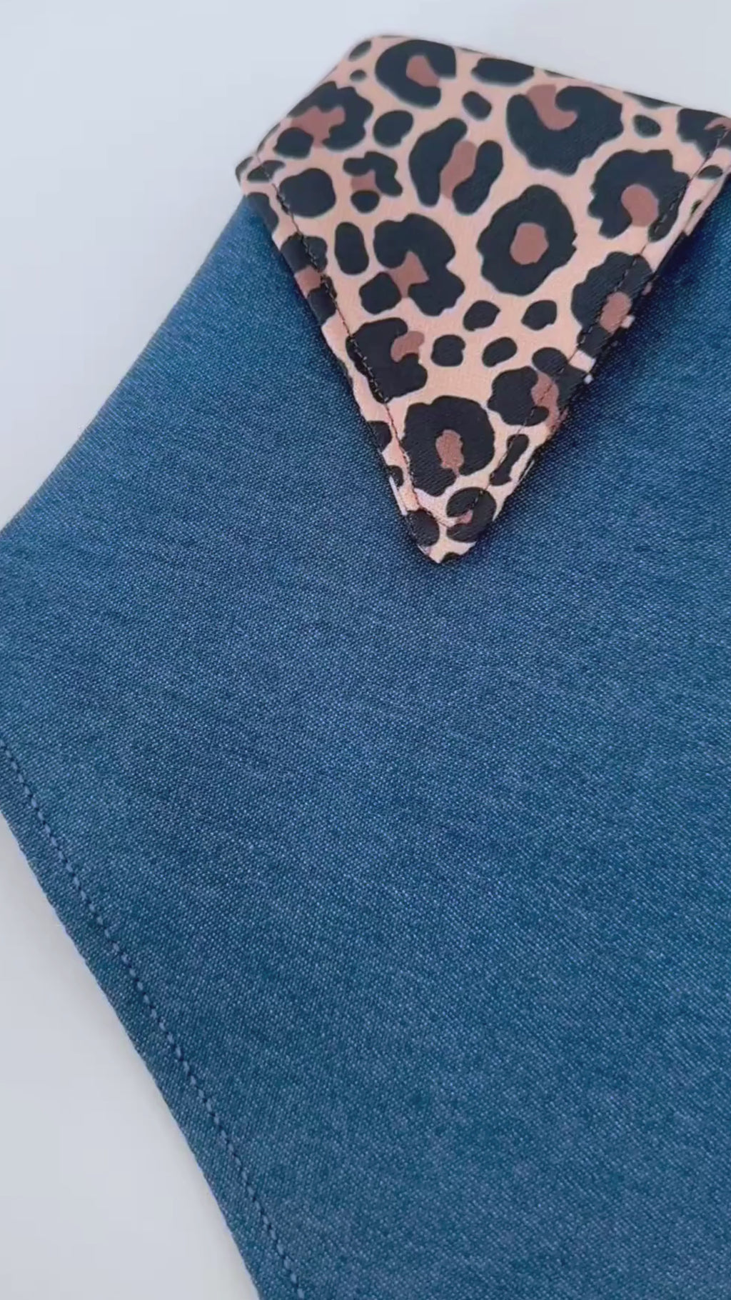 DENIM & LEOPARD DOG BANDANA | Limited Edition*